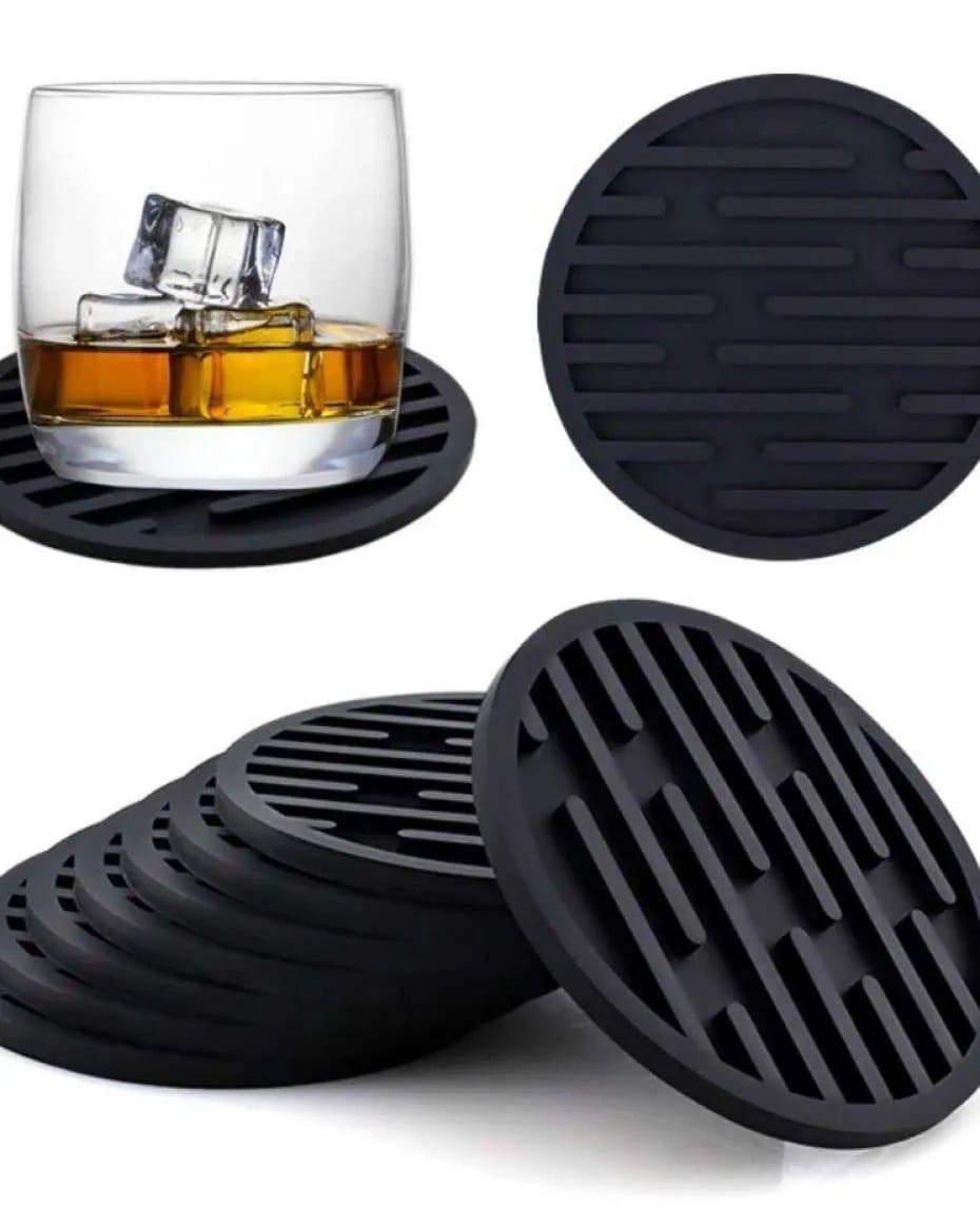Quality Non slip silicone drink coasterscup mats 6pcs.