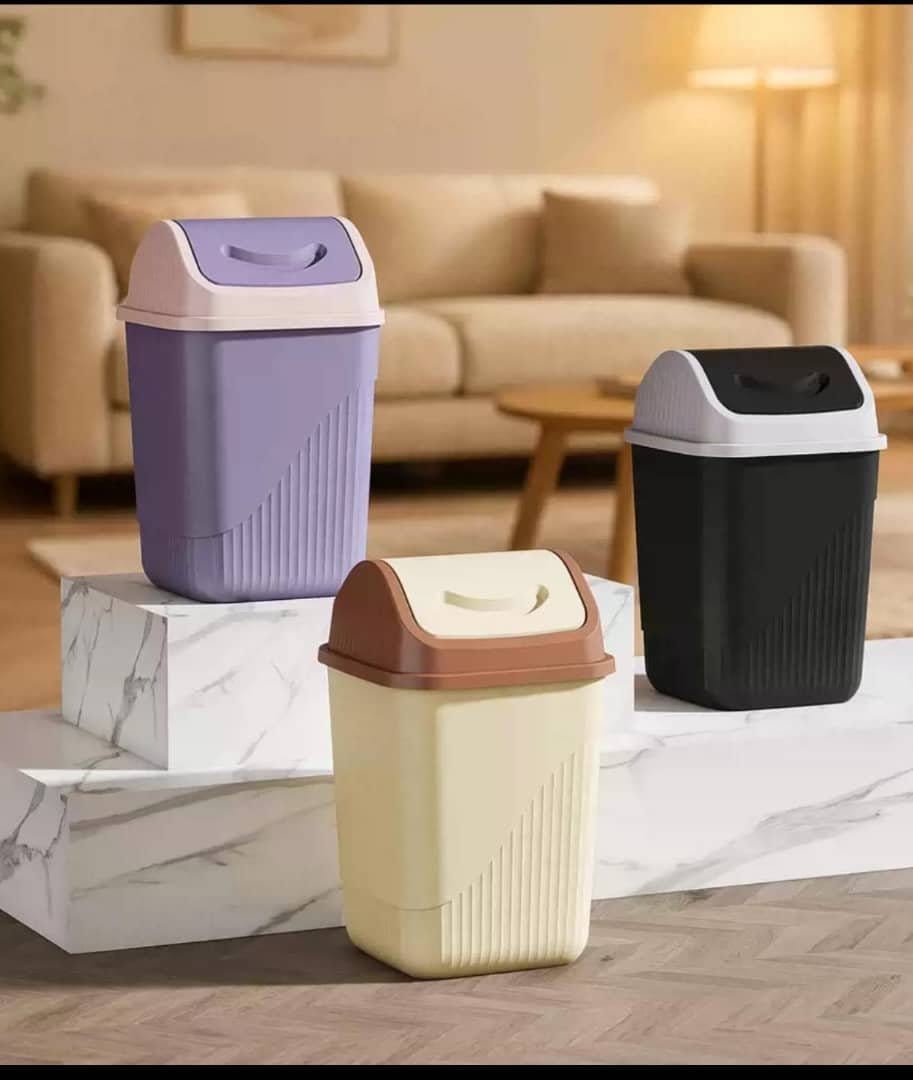 Household Trash Can with Lid, Luxury Style Waste Bin for Bathroom, Toilet, Living Room, Bedroom, Kitchen, Dormitory, Commercial Use, Swing Lid Paper Basket