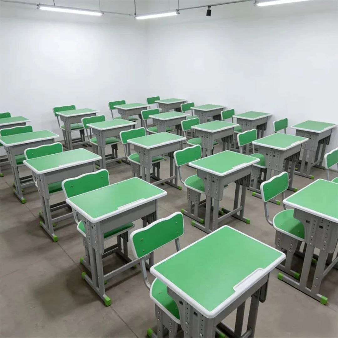Quality Height adjustable metal Morden school/students writing desk &amp; chair set