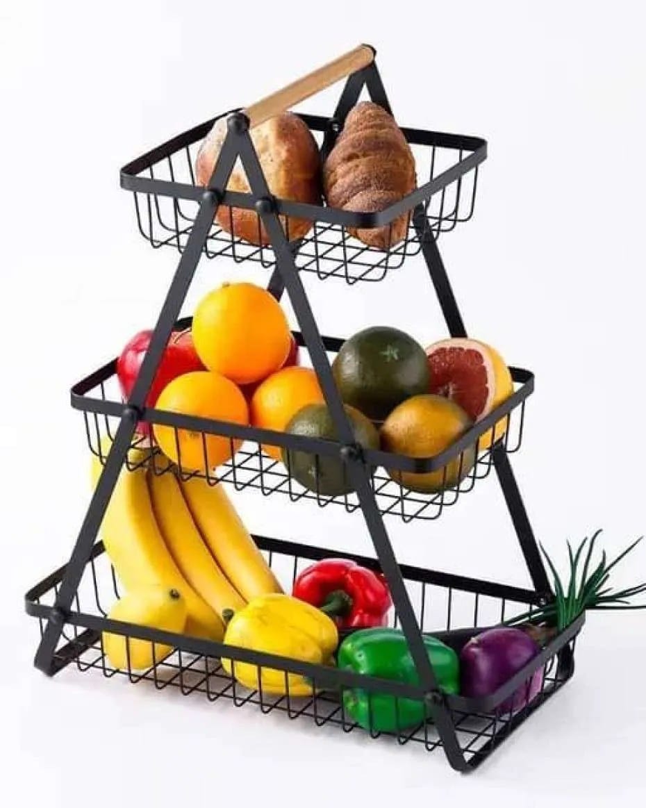 Multifunctional 3 layer fruit and vegetable storage rack