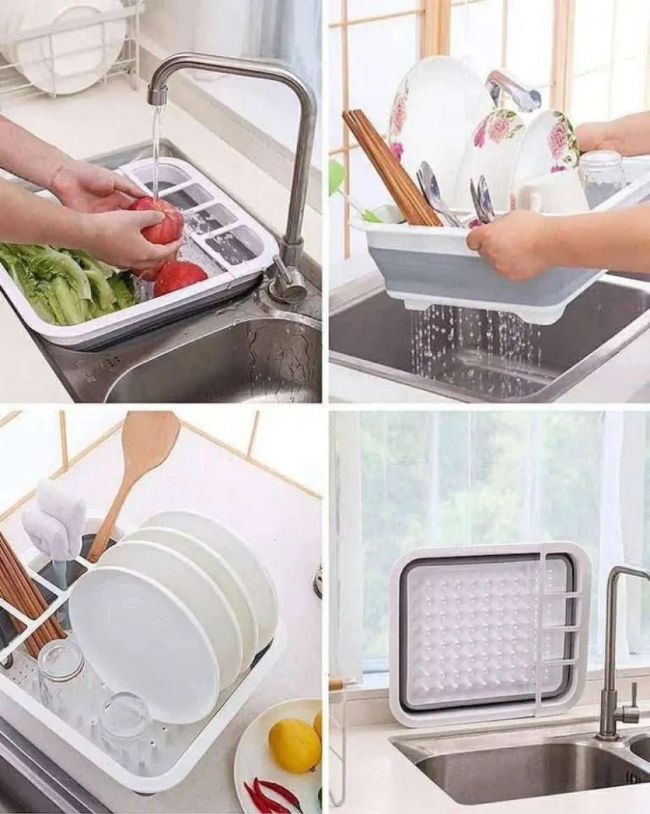 Foldable plate rack.