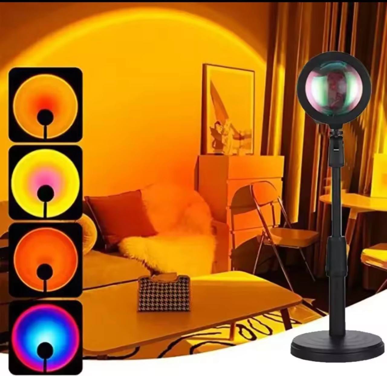 Rainbow Glow Sunset Night Light Projector – Vibrant Bedroom Lamp &amp; Tiktok Wall Display