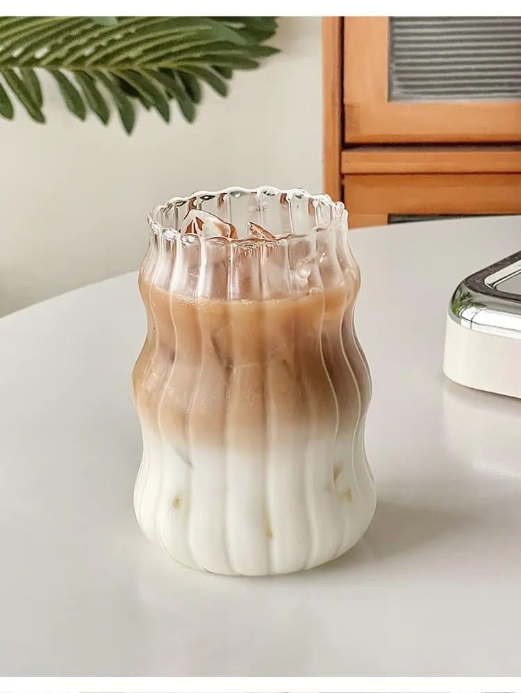 striped cloud shape borosilicate glass juice, coffee mug.