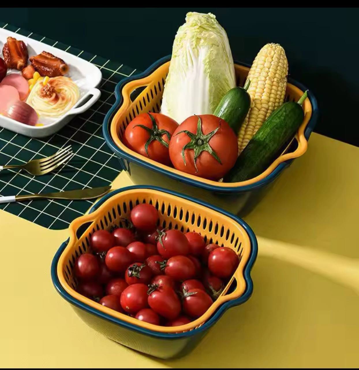 Kitchen Sink Vegetable Drain Basket Fruit Washing Basket Plastic Vegetable Washing Basin 3