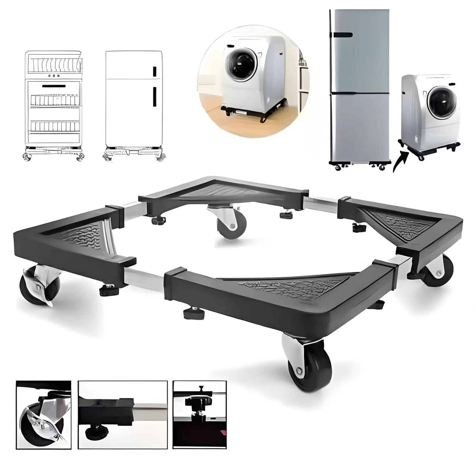Washing Machine Holder Universal Mobile fridge stand Movable Refrigerator Floor Trolley Adjustable Base