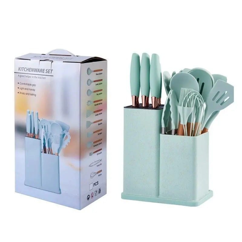 Quality 19pcs Silicon spoon and knife set 3