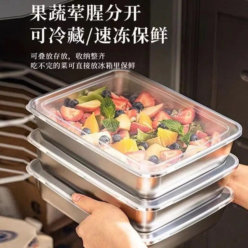 3pcs Stainless Steel Bowl With Cover